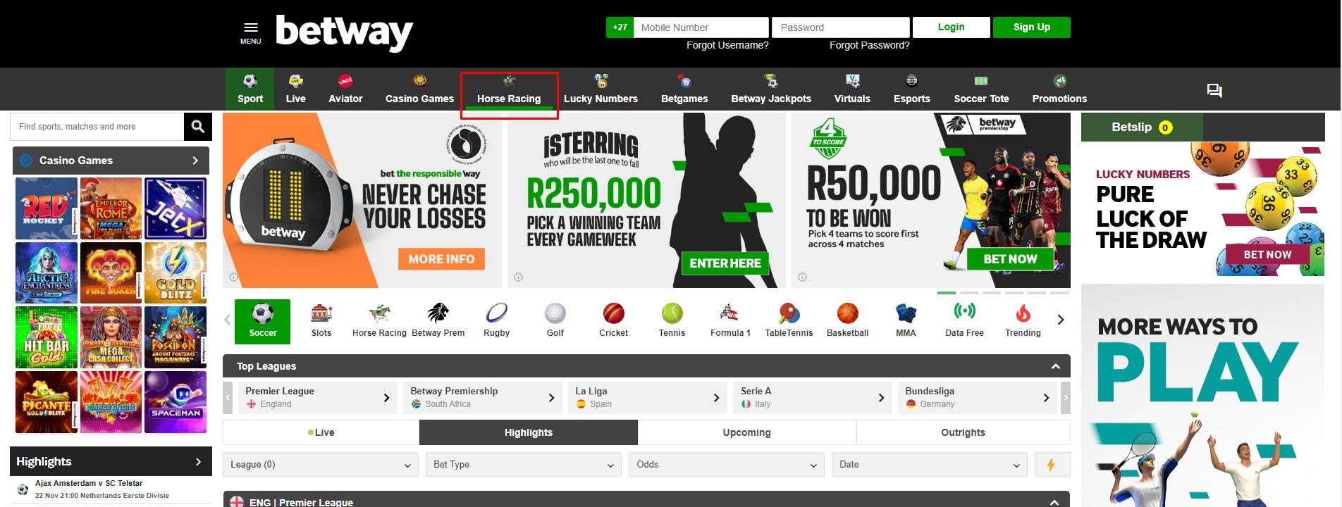 Betway Horse Racing Betway Features image