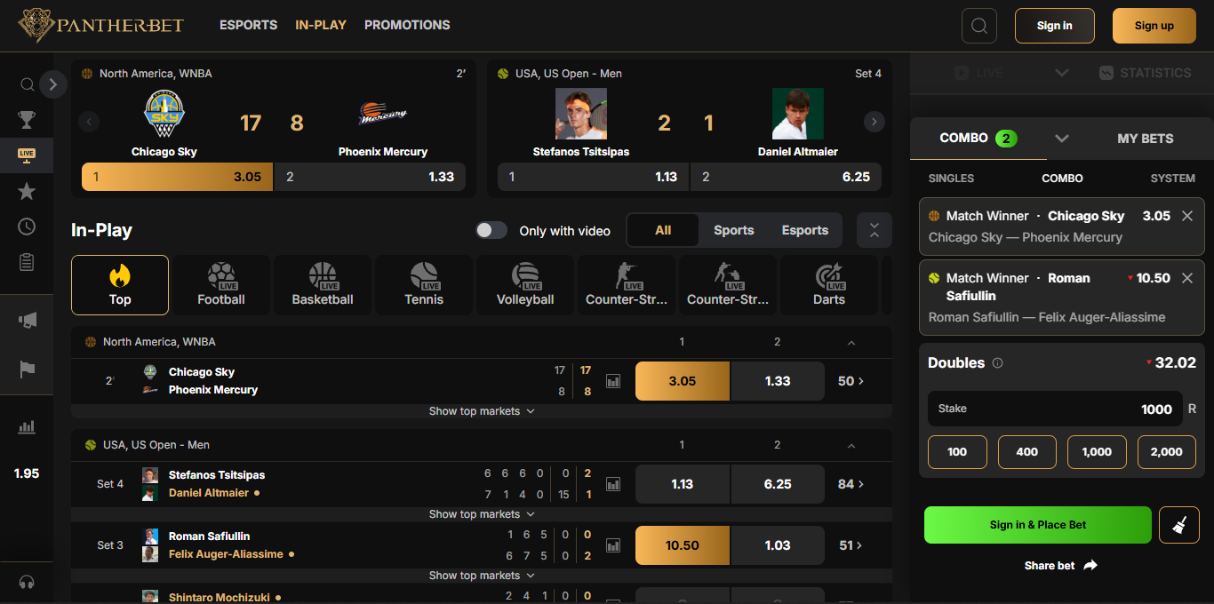 PantherBet Sports Live Betting Banner