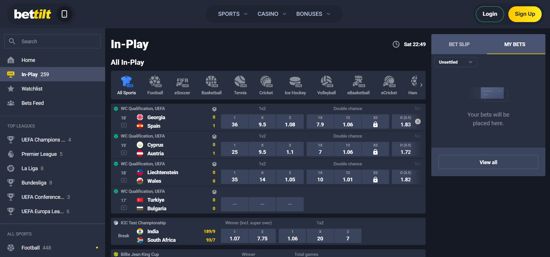 bettilt live betting Live betting interface at Bettilt