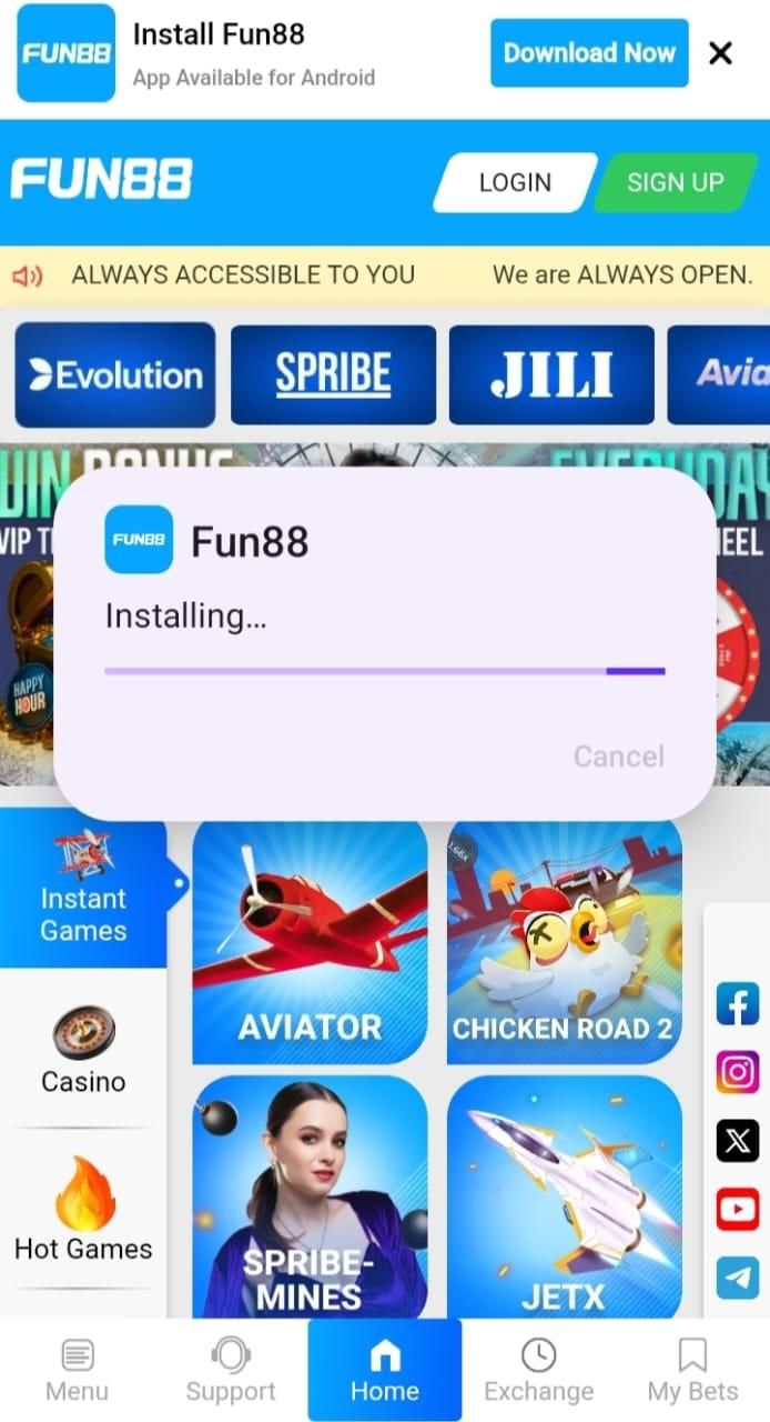 Fun88 App Installation