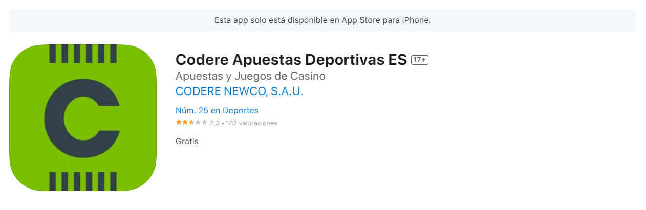 App de iOS Codere