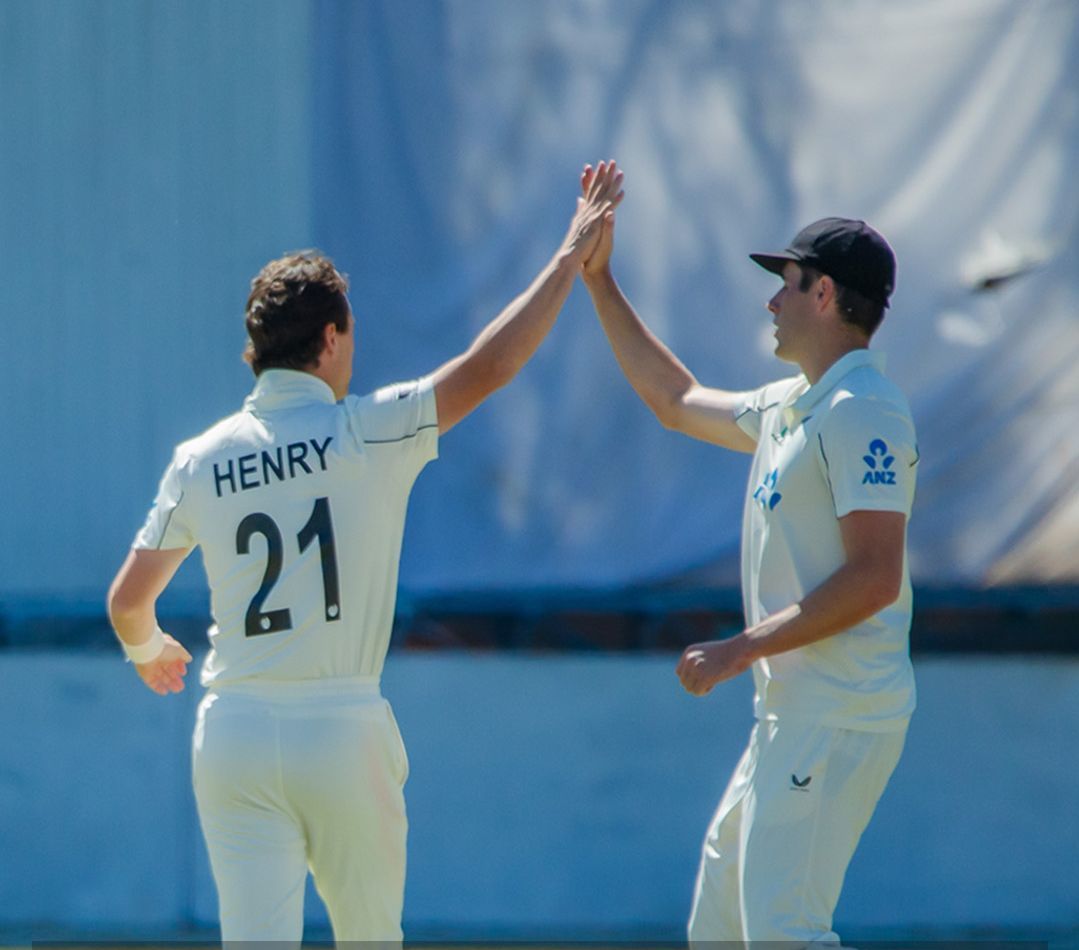 FINE SHOW: Matt Henry celebrates a wicket. BLACKCAPS/X FINE SHOW: Matt Henry celebrates a wicket. BLACKCAPS/X