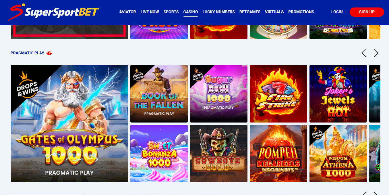 SuperSportBet SA Casino Games Banner