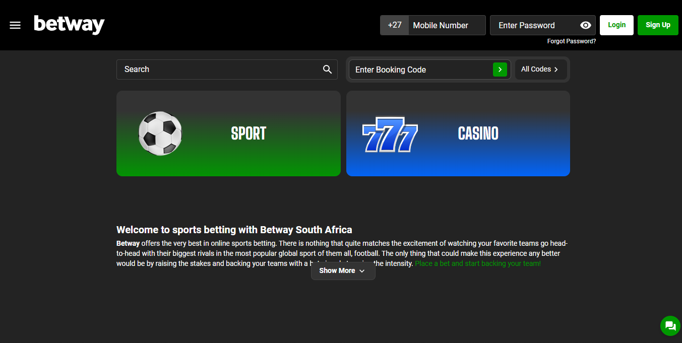 A Betway Desktop Site Banner