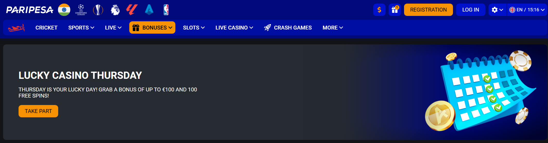 Paripesa India Lucky Casino Thursday Banner