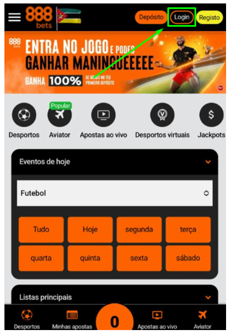 Página inicial do site da 888Bets Moçambique