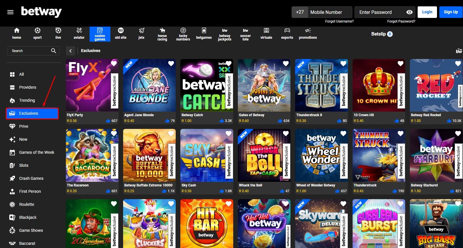 Betway Casino Games