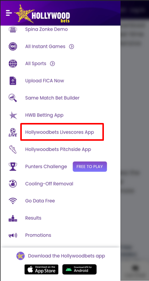 Hollywoodbets Live Score App for Android and iOS