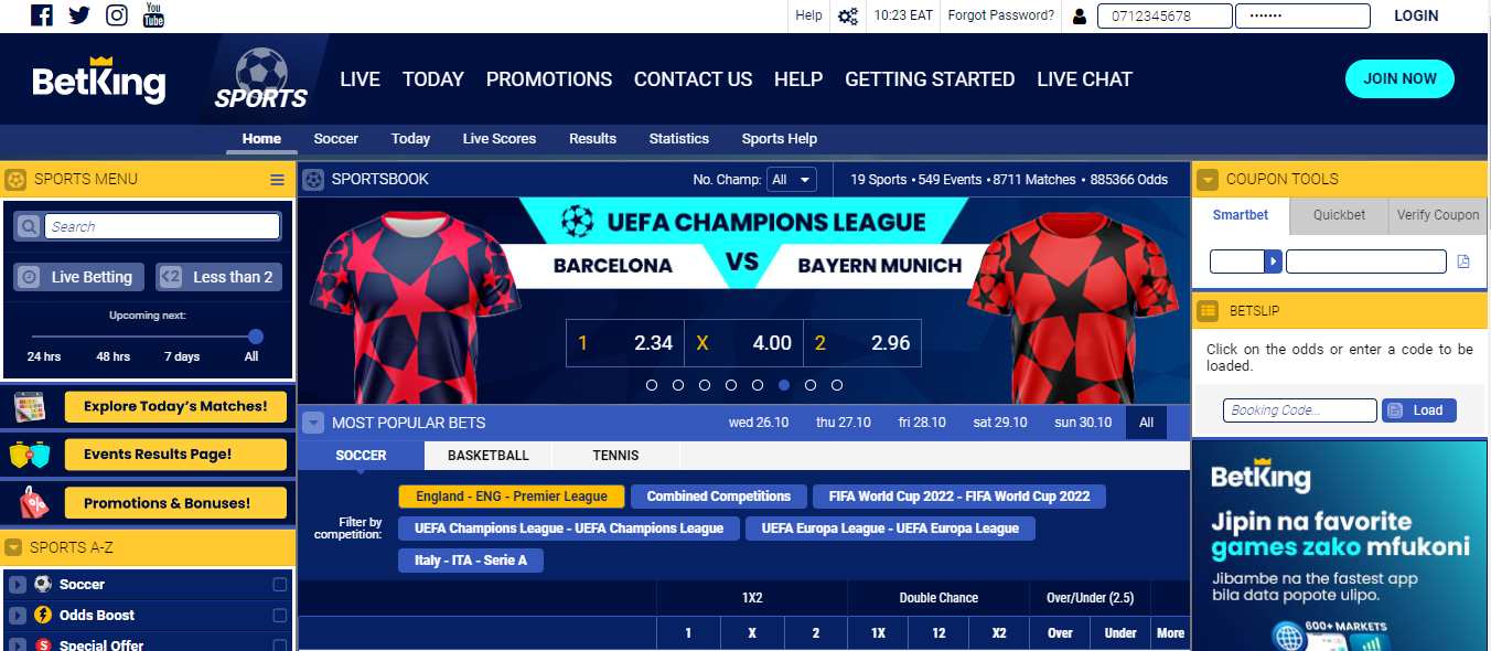 Log in Betking Account Details
