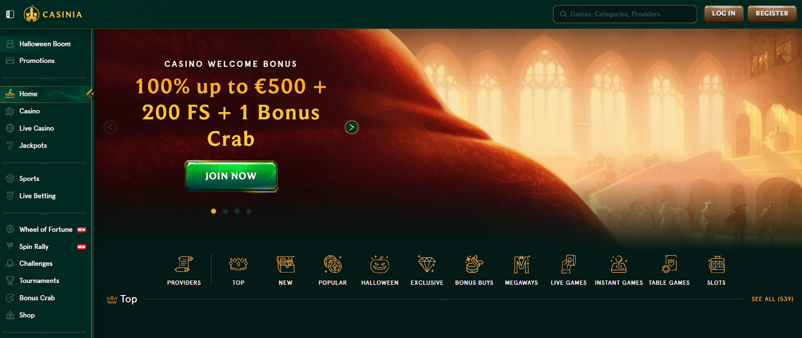 Casinia homepage