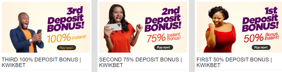 An image of the KwikBet 225% Triple Deposit Bonus