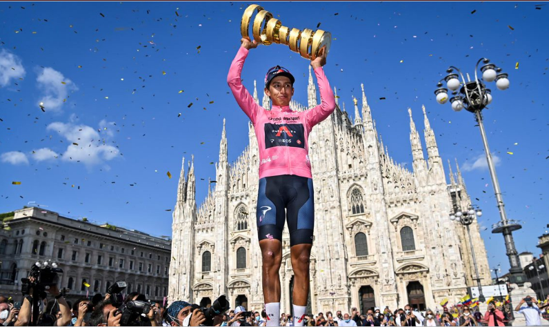 Image of the Giro d’Italia 2021 winner Egan Bernal