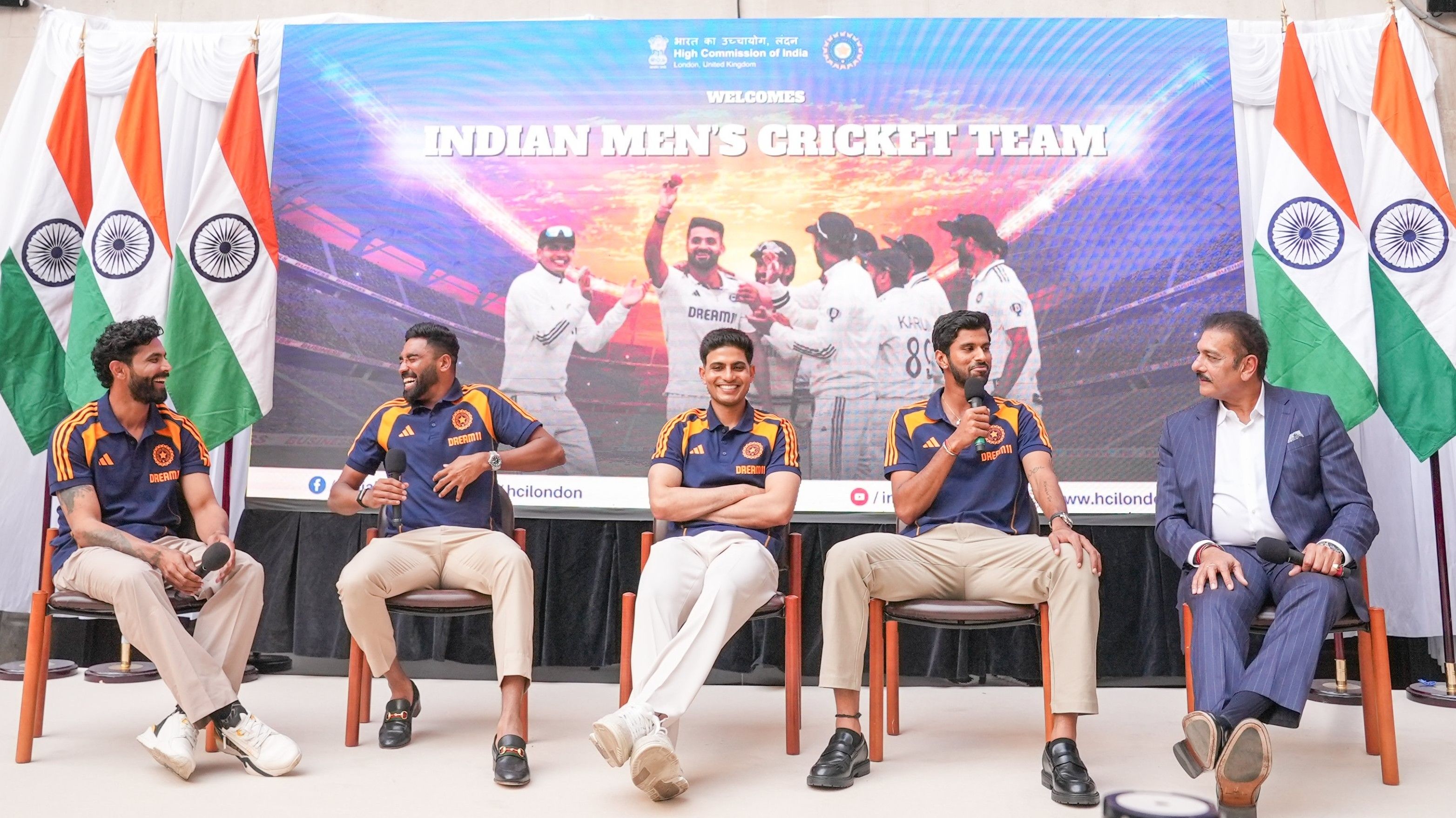 Indian team players including skipper Shubman Gill at the High Commission of India in London. @BCCI/X