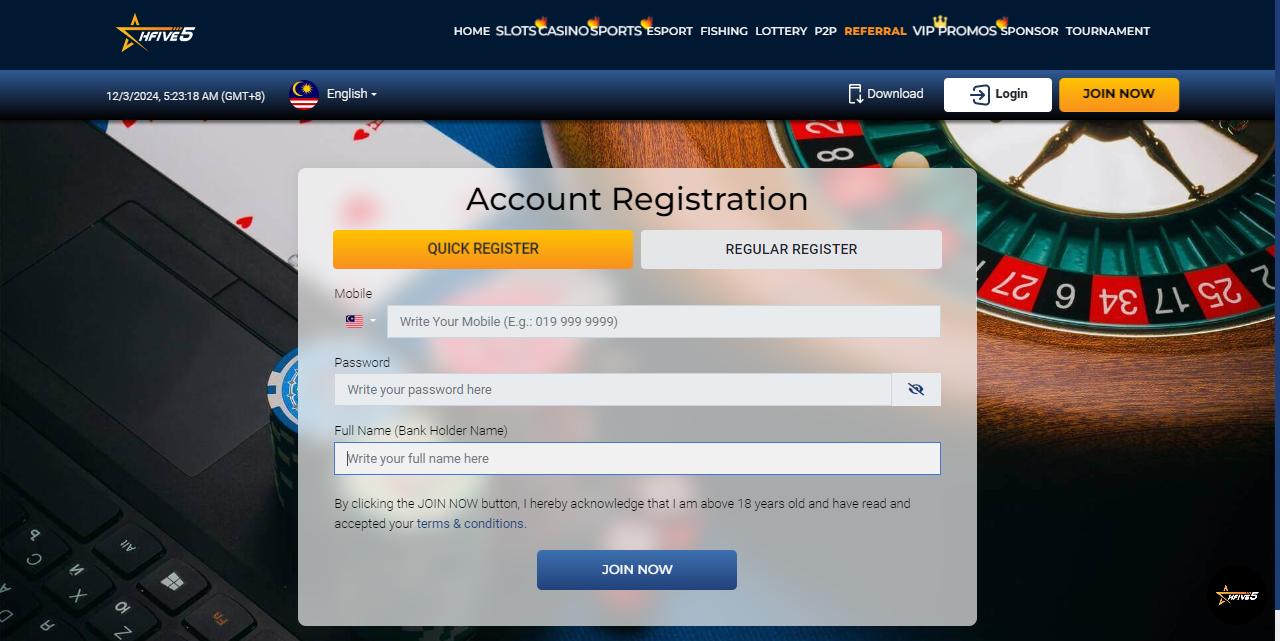 Hfive5 Asia Registration