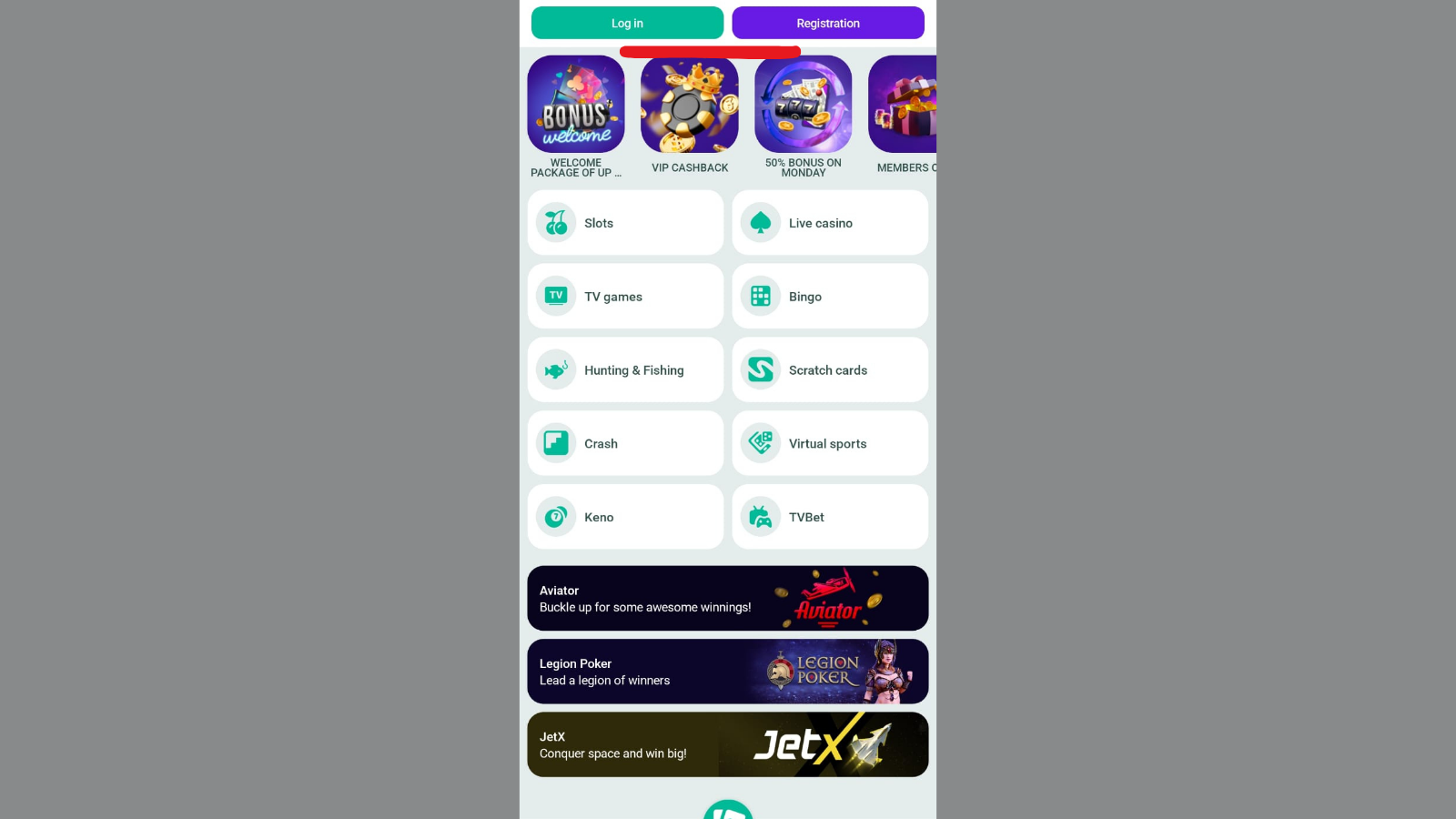 BetOnGame app game lobby
