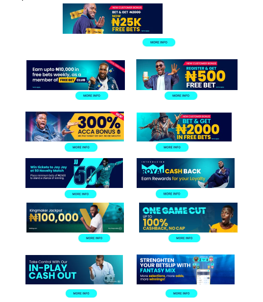 An image of the Betking bonus and promotions page