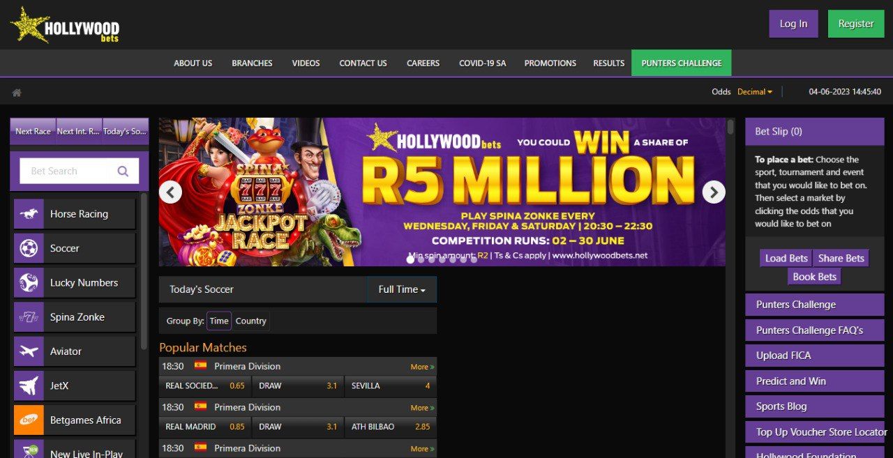 Hollywoodbets Landing Page