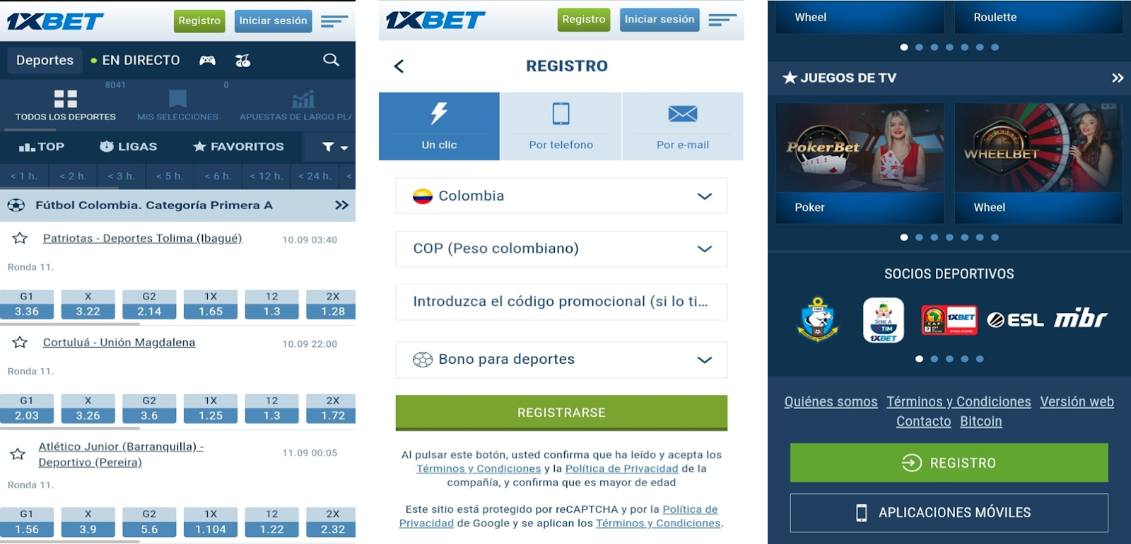 Interfax versión móvil 1xBet, partidos fútbol colombiano, menú de registro a un “solo toque”, juegos de tv disponibles