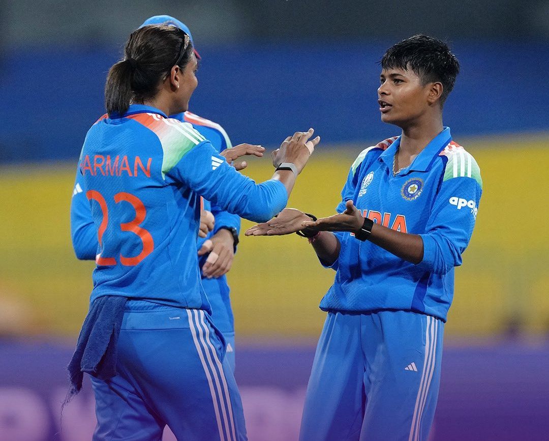 FINE SHOW: Kranti Gaud celebrates a wicket. @ICC/X