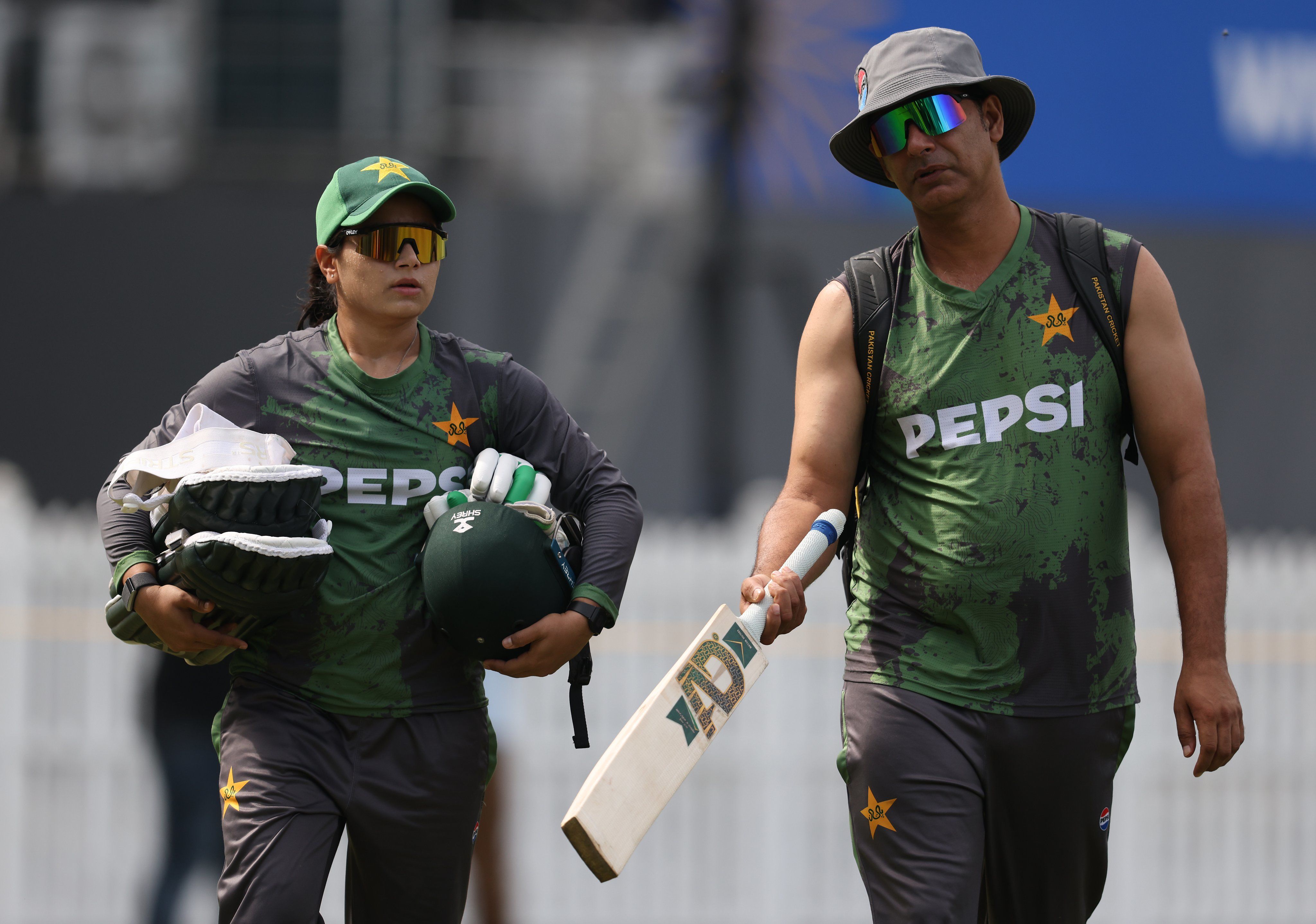 Captain Fatima Sana with head coach  Mohammad Waseem ahead of a training session. @PCB/X
