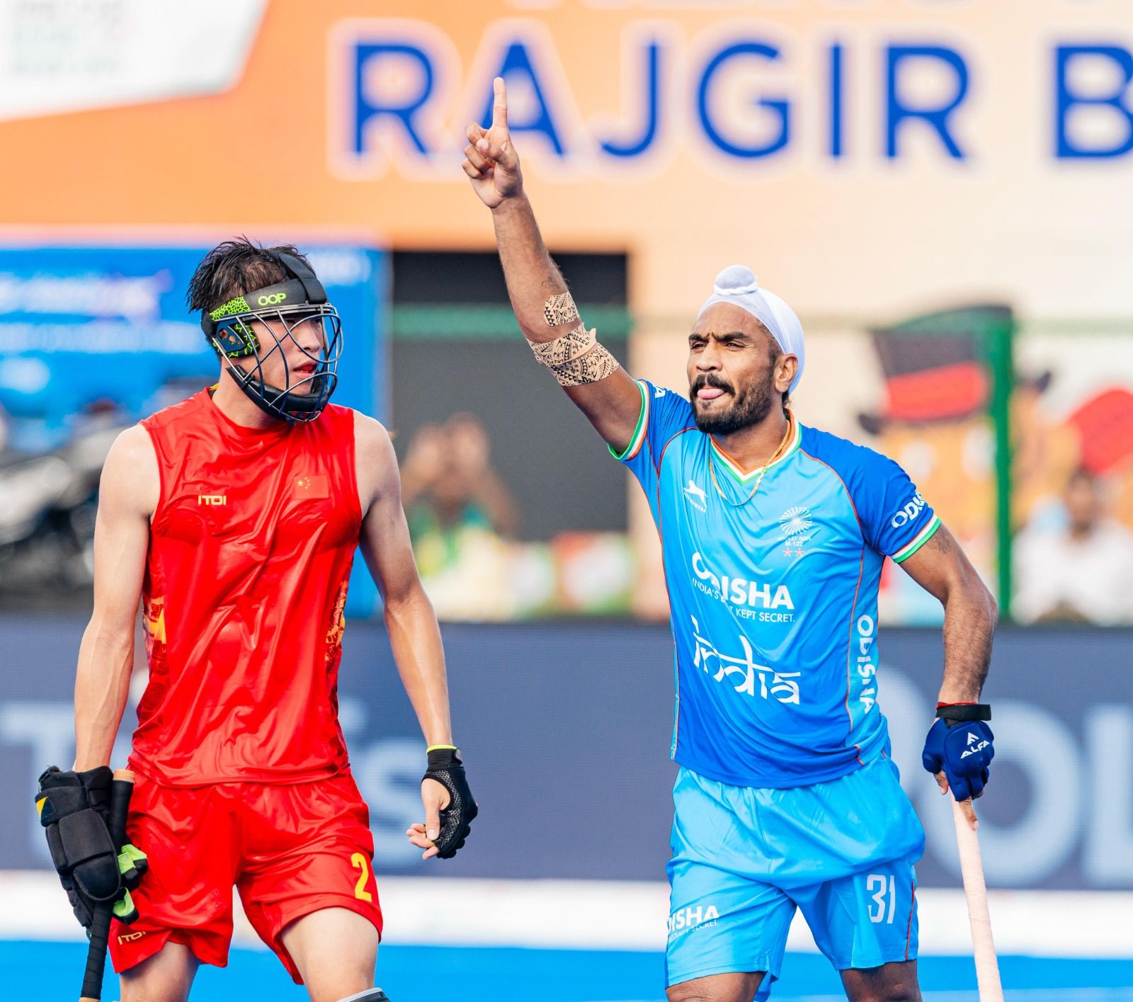Jugraj Singh celebrates after scoring a goal in the ongoing Asia Cup. @Hockey India