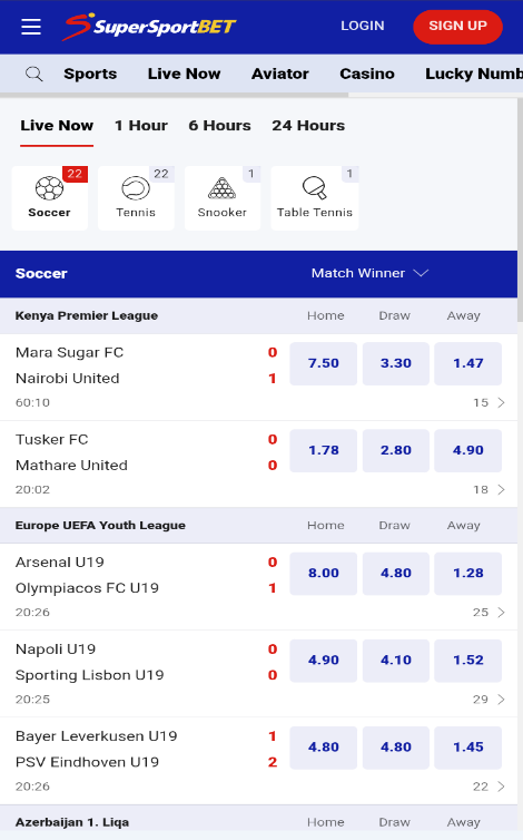 SuperSportBet Mobile Version Image