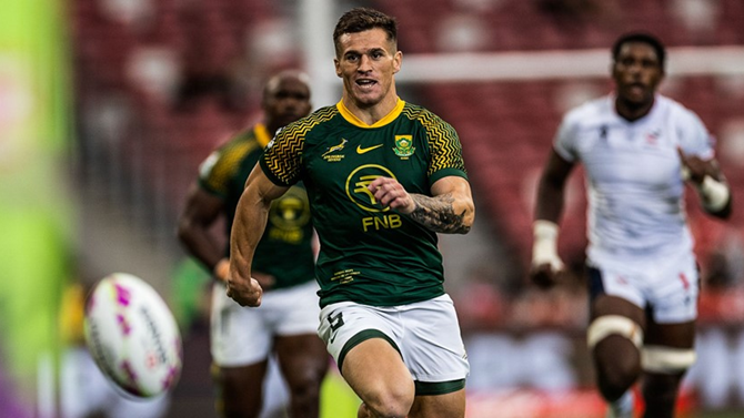 Blitzbok Ricardo Duartee in action as they finished a disappointing 9th place at the Singapore leg of the World Sevens Series