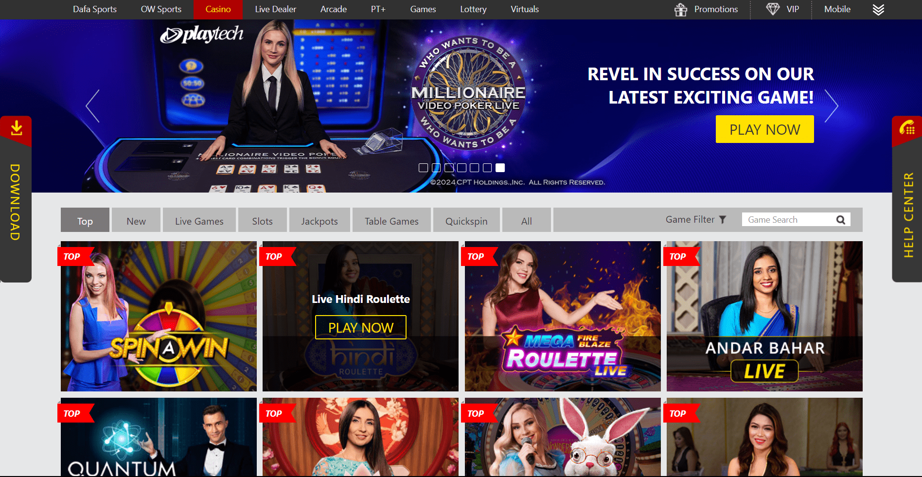 An image of the Dafabet Casino games