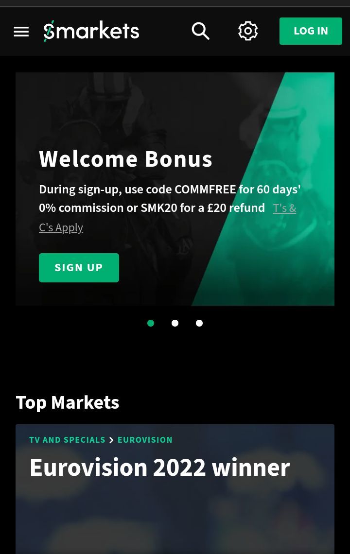 Click the Smarkets sign up button