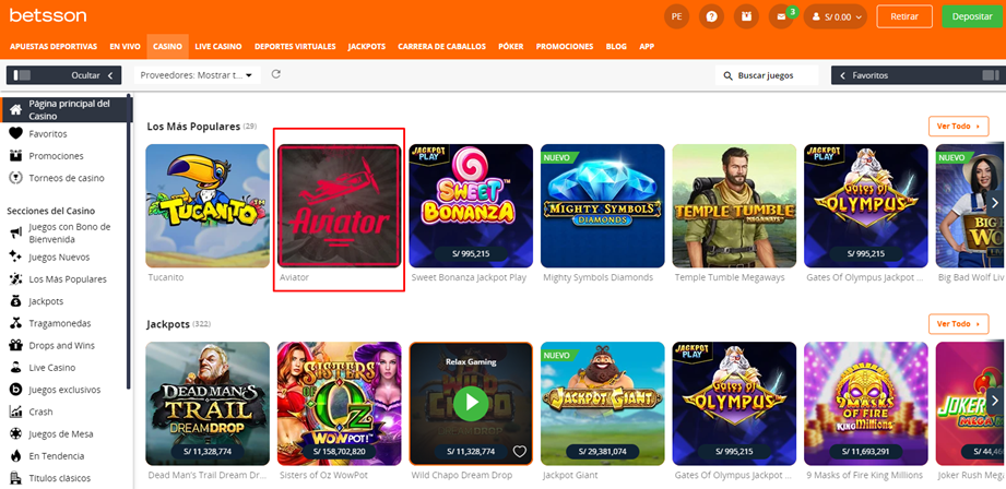 Ir a la página de Betsson Aviator