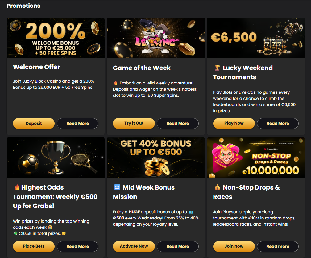 Lucky Block Casino Bonus and Promotions