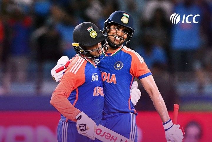 Abhishek Sharma celebrates his sensational half century. @ICC/X