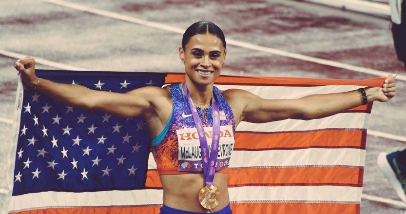 The smile says it all: McLaughlin-Levrone celebrates her record breaking gold. @ymhyk_1413/X The smile says it all: McLaughlin-Levrone celebrates her record breaking gold. @ymhyk_1413/X