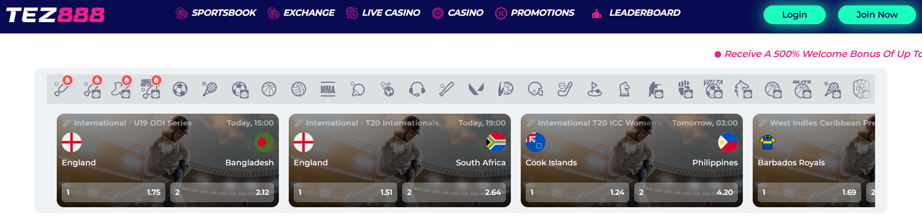 Tez888 App homepage features