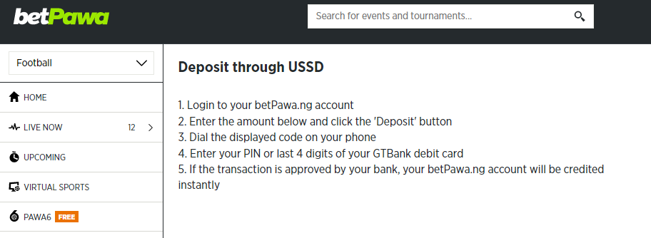 Graphic showing how to deposit via USSD