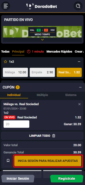 Cómo apostar en Doradobet Perú