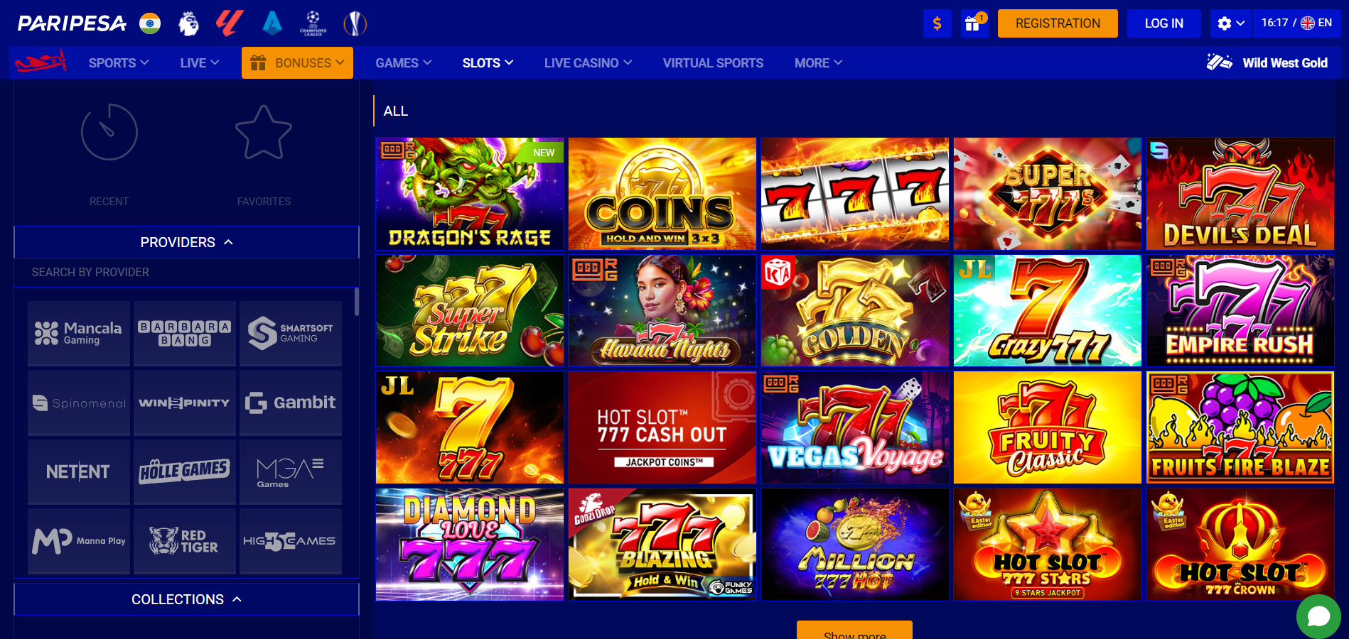 777 slot games on Paripesa