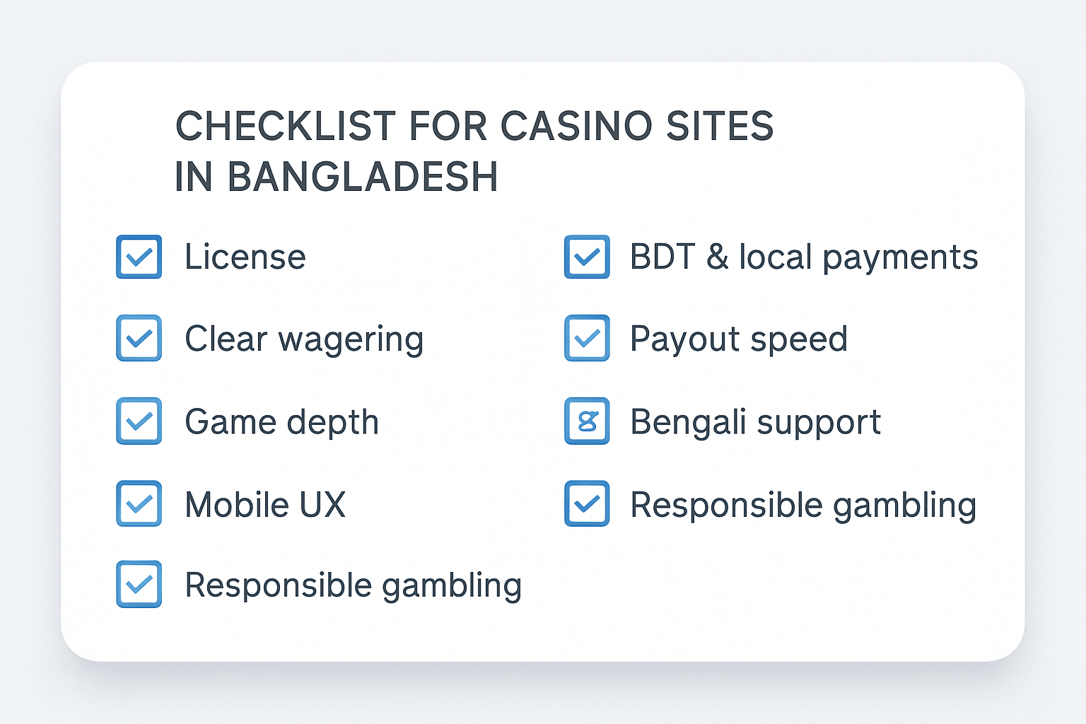 Casino checklist Checklist for casino
