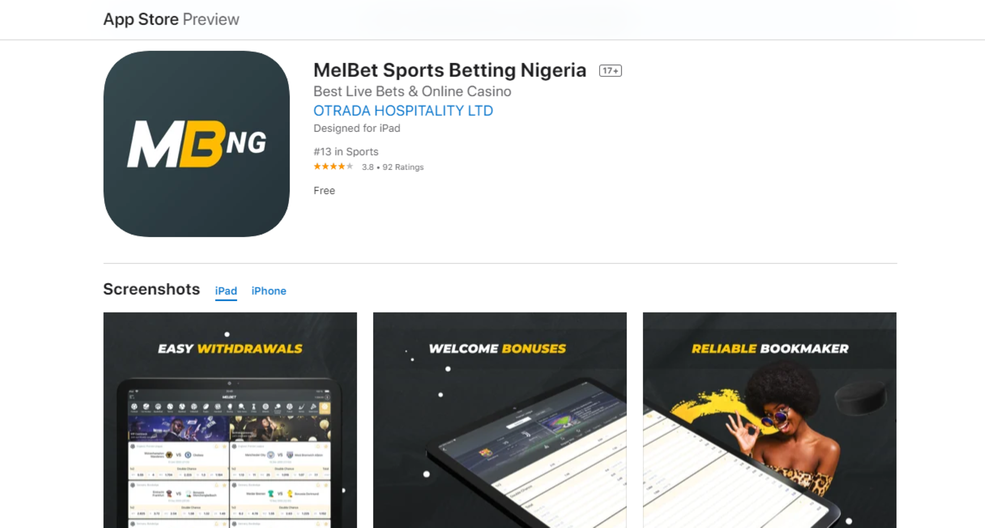 Download Melbet Nigeria Sportsbook Mobile for  iOS