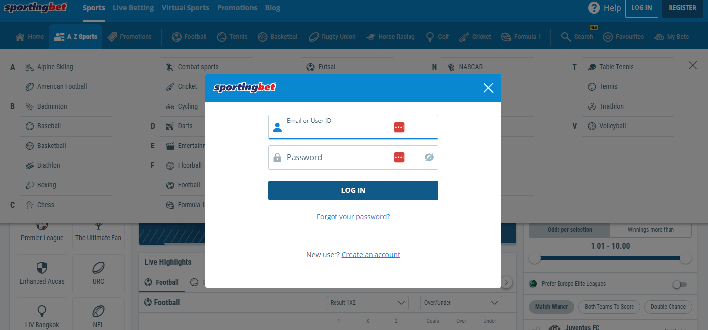 Enter the account information