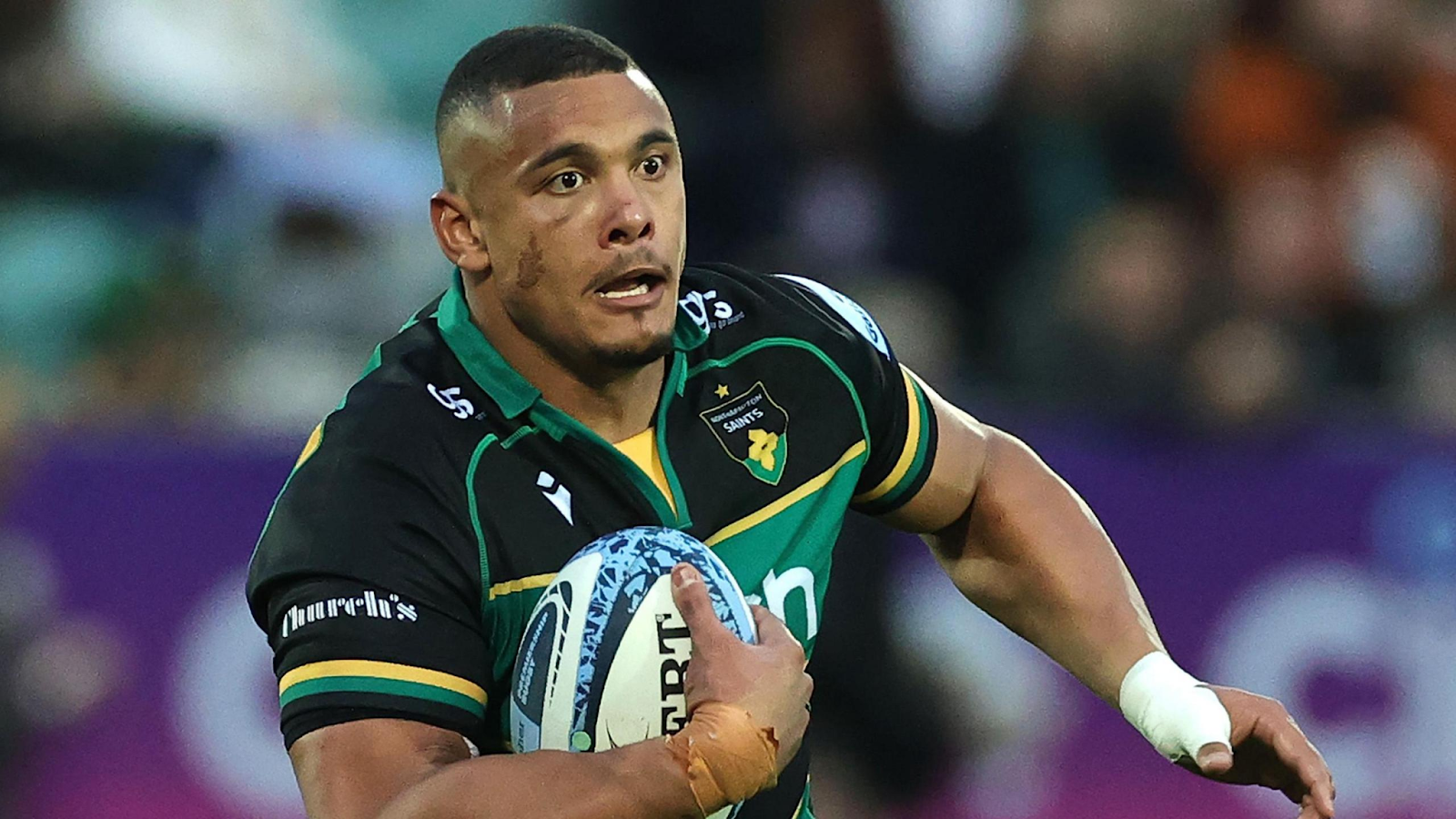 South African and former Stormers No.8 Juarno Augustus in action for the Northampton Saints