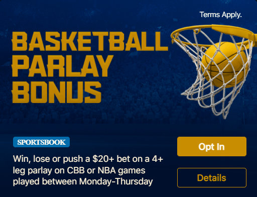 $10 free bet bonus Basketball Parlay Bonus