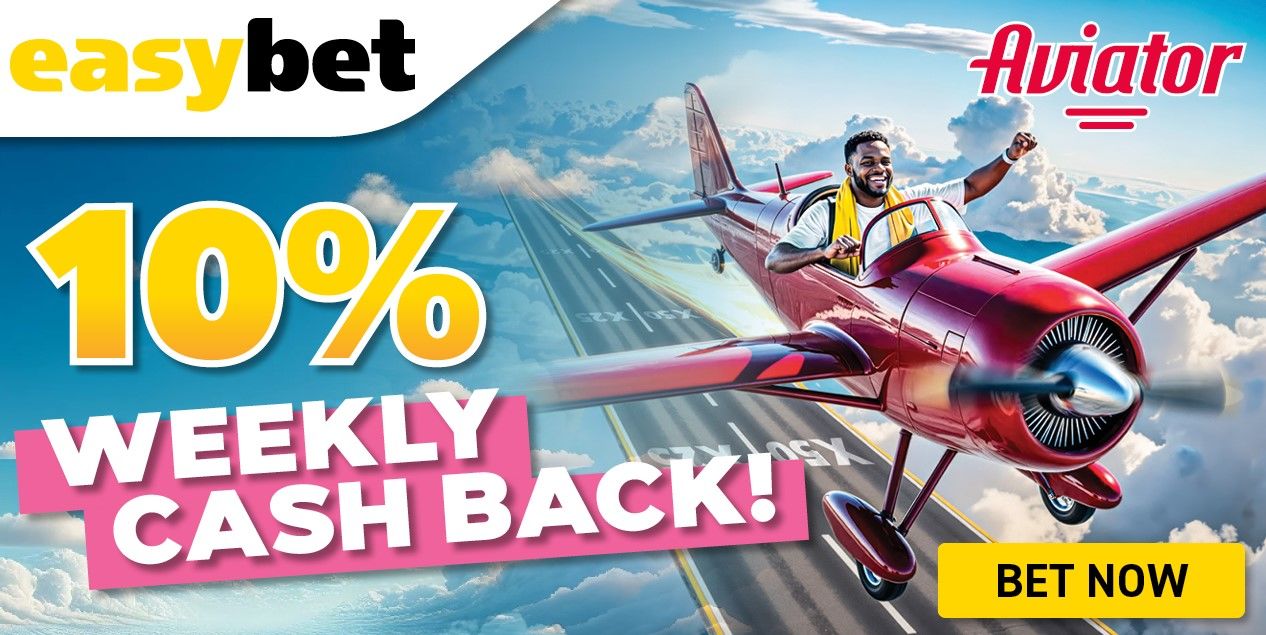Easybet SA 10% Cash Back in Bonus Flights Banner