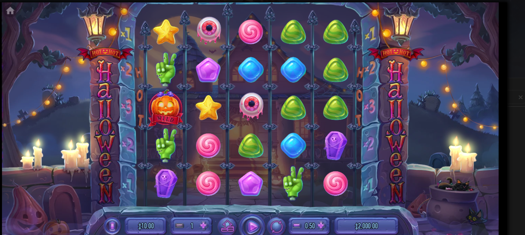 Hot Hot Halloween Demo slot An image showing the reels in the Hot Hot Halloween demo.