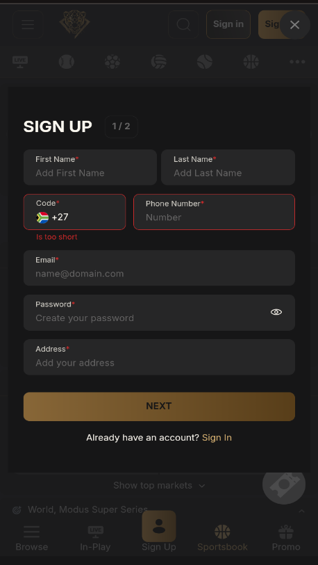 Pantherbet Mobile Version Image