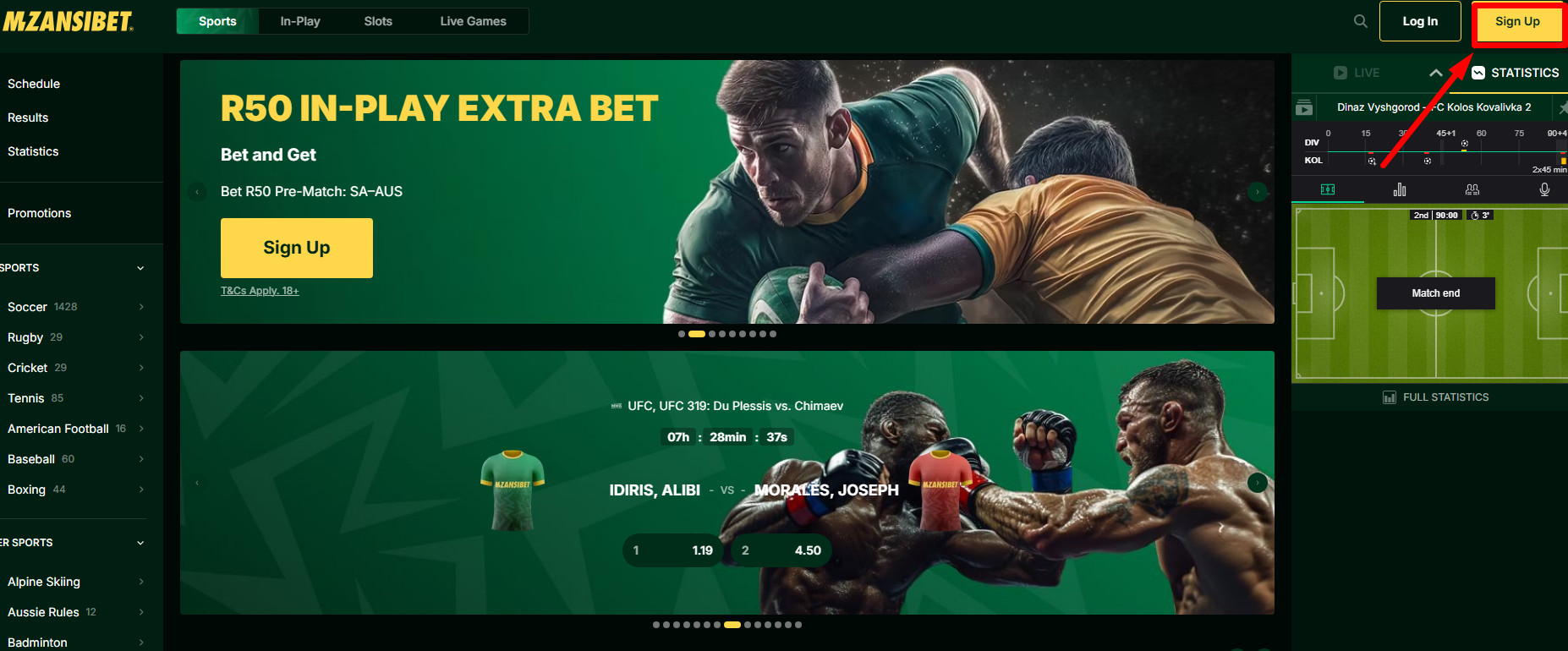 Click the Sign Up Button