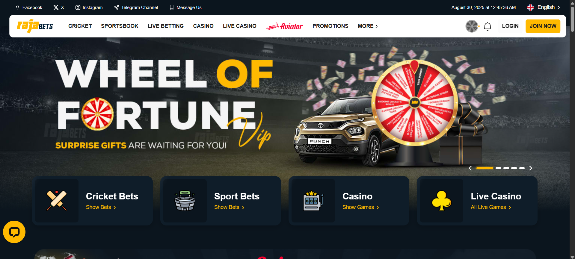 Homepage of Rajabets