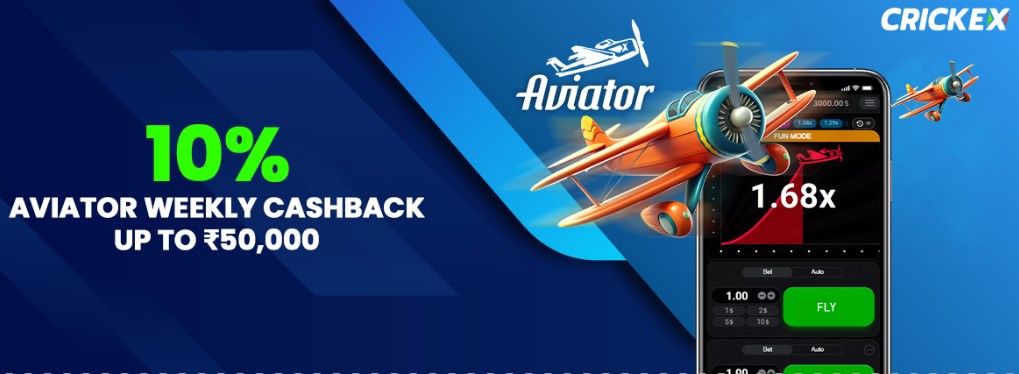 Crickex 10% Aviator Up To 50,000 INR Cashback Crickex IN 10% Aviator Up To 50,000 INR Cashback Image