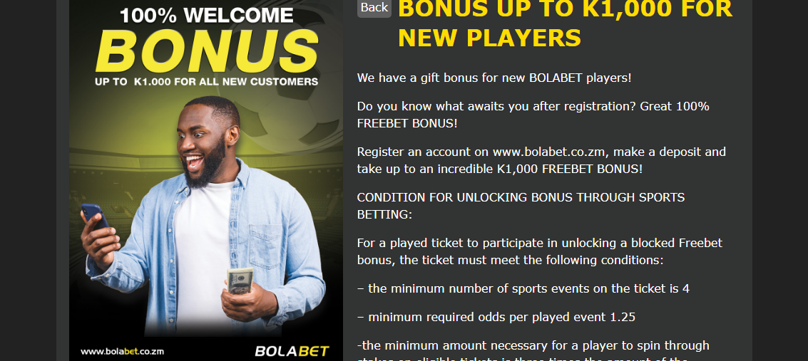 An image Bolabet welcome bonus page