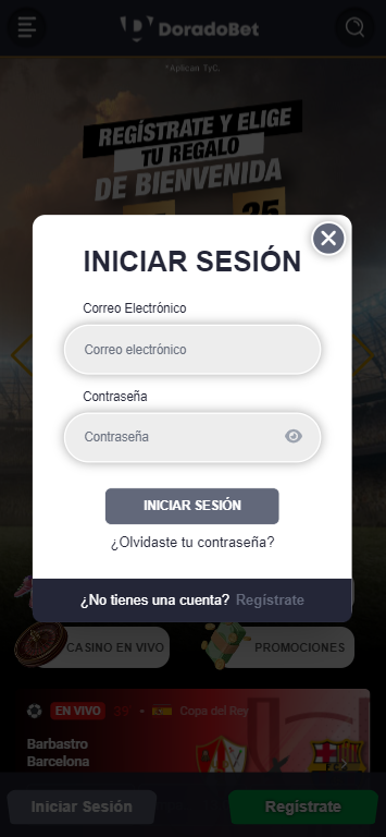Screenshot de la versión móvil de Dorabet Perú